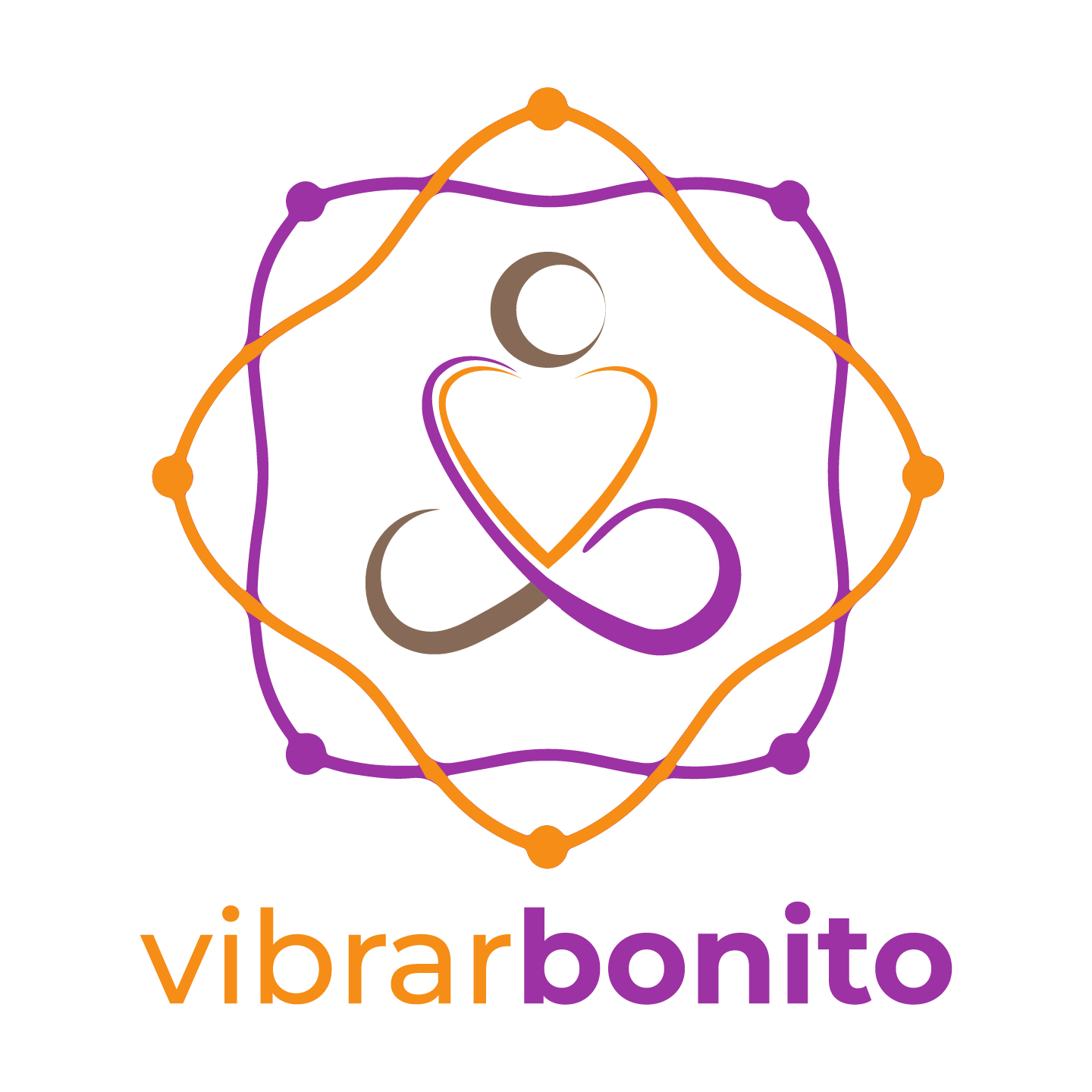 Logo vibrarbonito tonos naranja y morado
